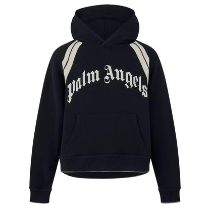 PALM ANGELS CURVED LOGO TRACK HOODIE BLACK