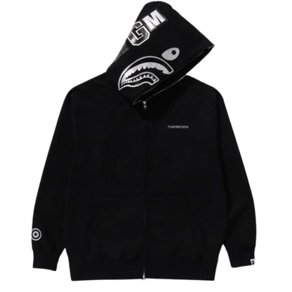 BAPE INK CAMO SHARK FULL ZIP HOODIE BLACK