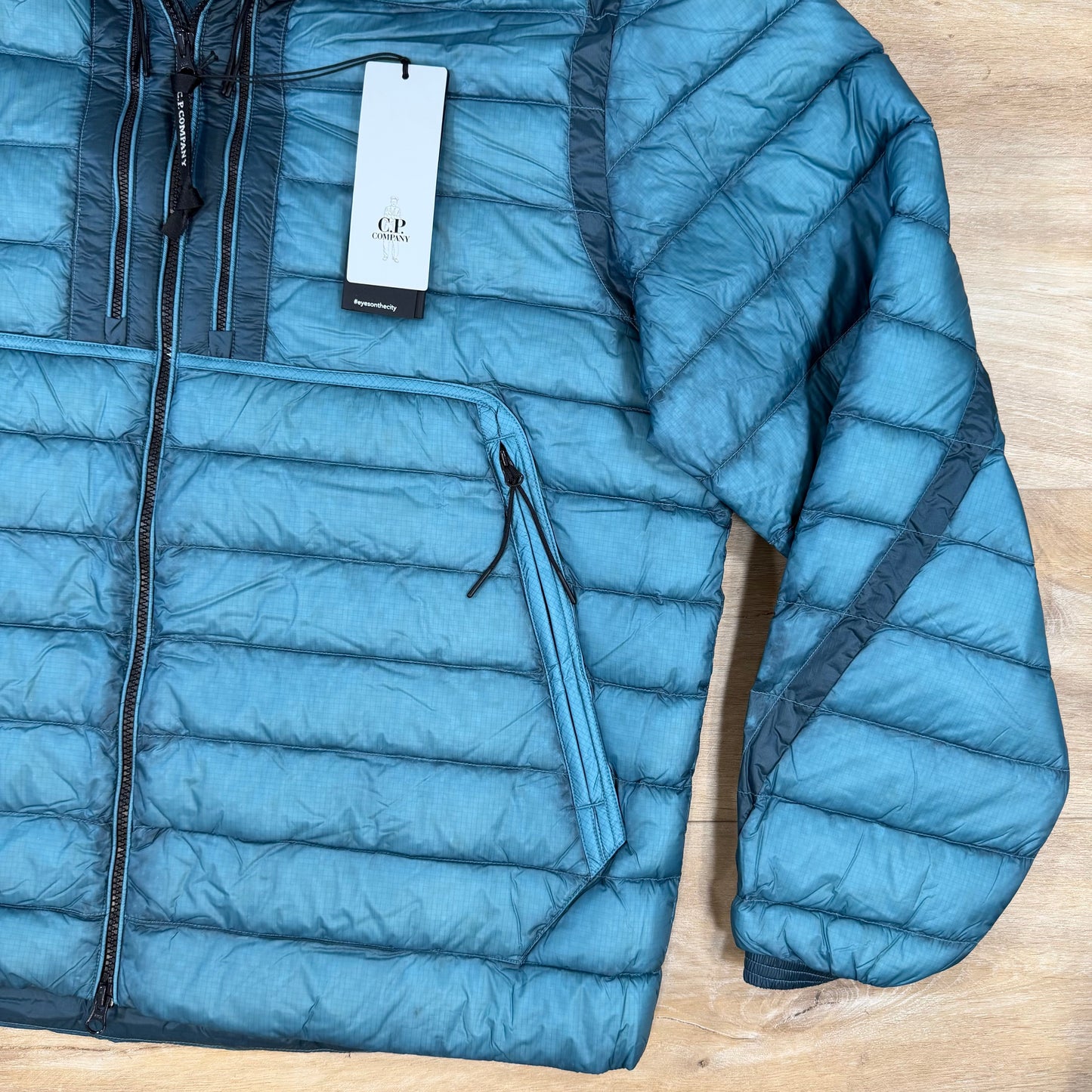 C.P. Company D.D. Shell Goggle Down Jacket in Aegean Blue
