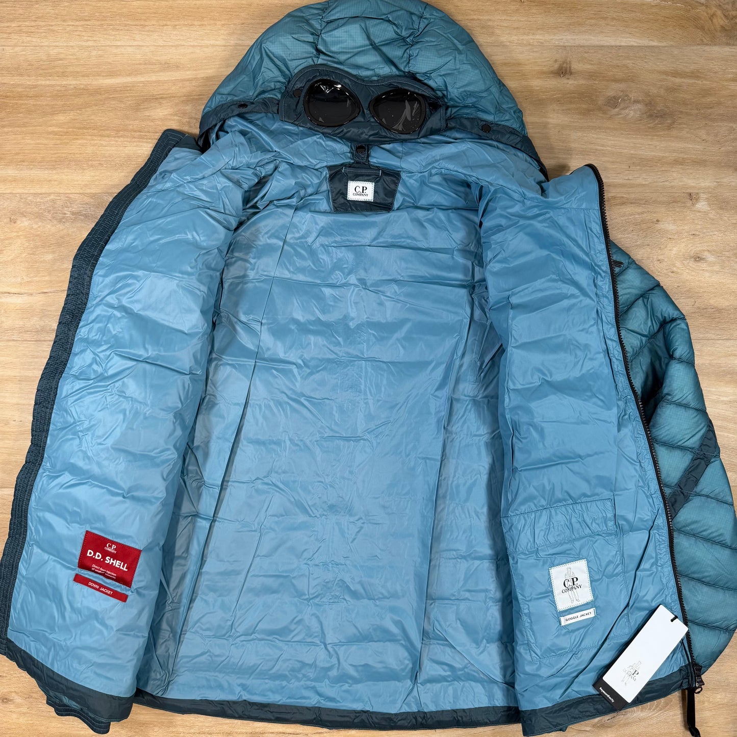 C.P. Company D.D. Shell Goggle Down Jacket in Aegean Blue
