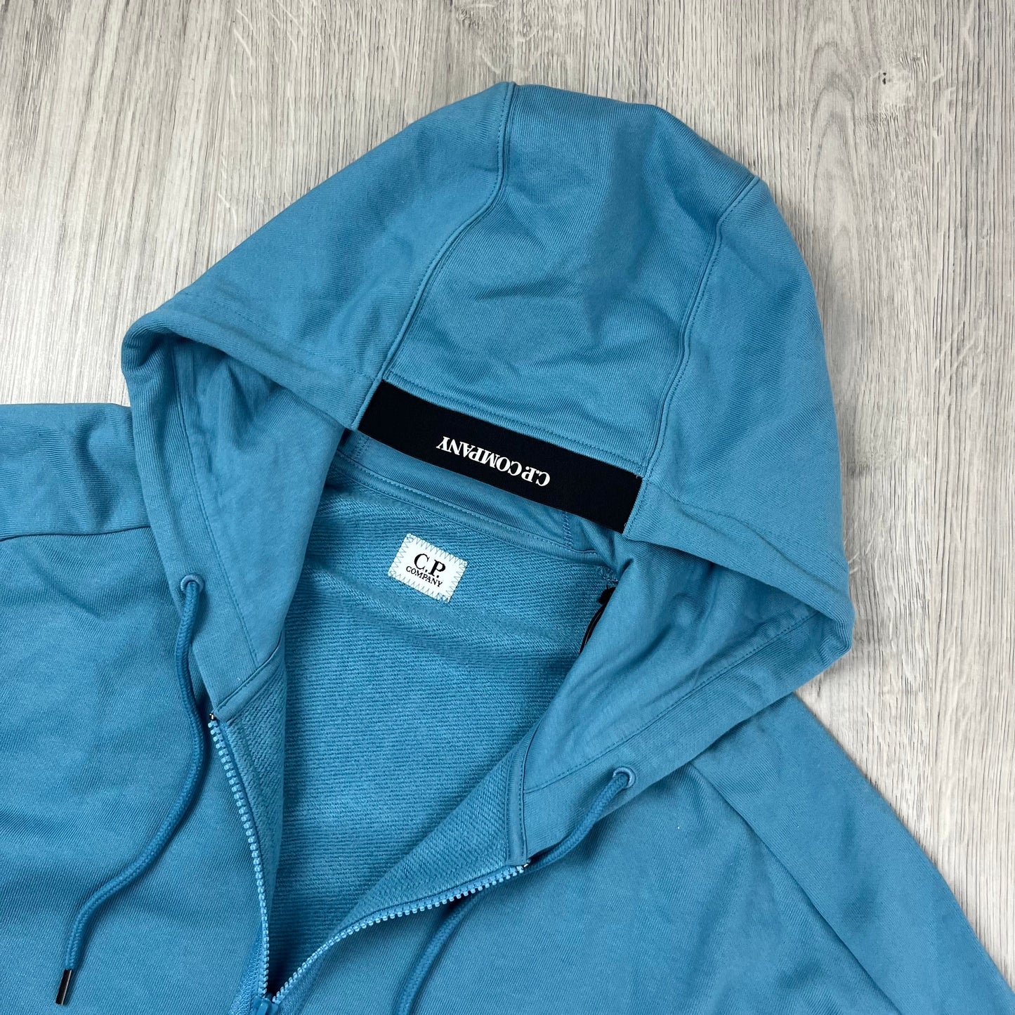 CP Company Raised Fleece Zip Hoodie - Aegean Blue
