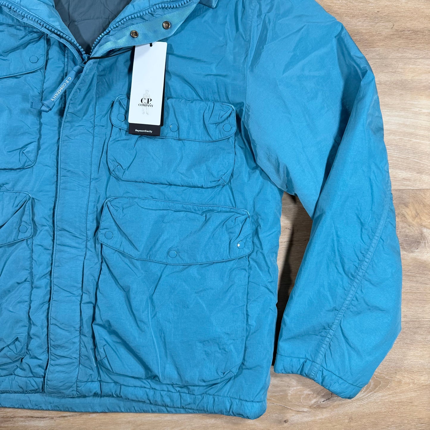 C.P. Company Chrome-R Padded Goggle Jacket in Aegean Blue