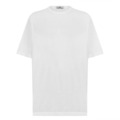 Stone Island White Embroidered Logo T-Shirt