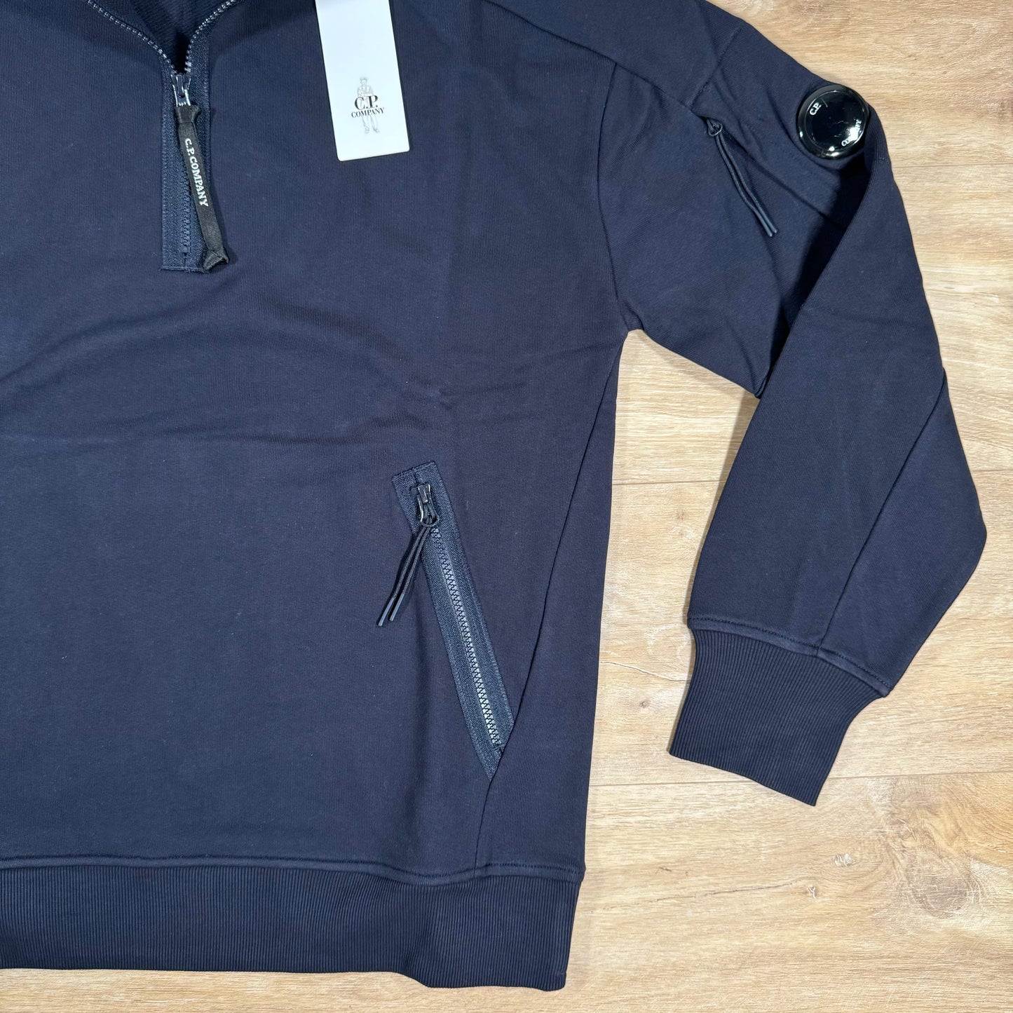 C.P. Company Diagonal Raised Half-Zip Lens Sweatshirt in Navy