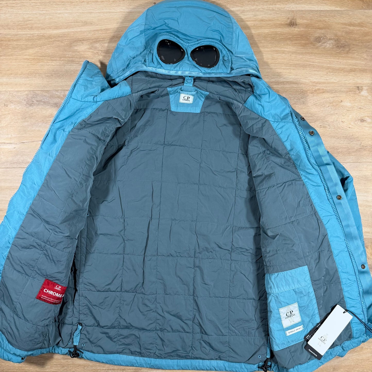 C.P. Company Chrome-R Padded Goggle Jacket in Aegean Blue