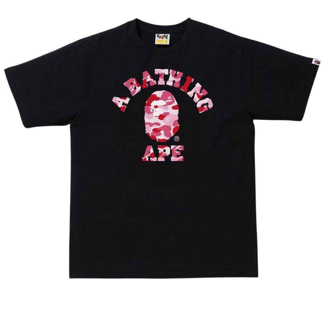 BAPE ABC CAMO COLLEGE T-SHIRT BLACK/PINK