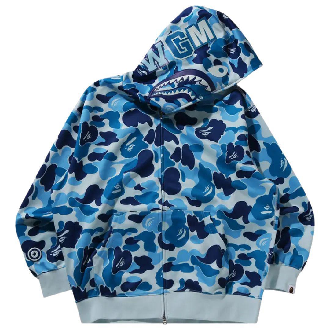BAPE ABC CAMO SHARK FULL ZIP HOODIE BLUE SS25