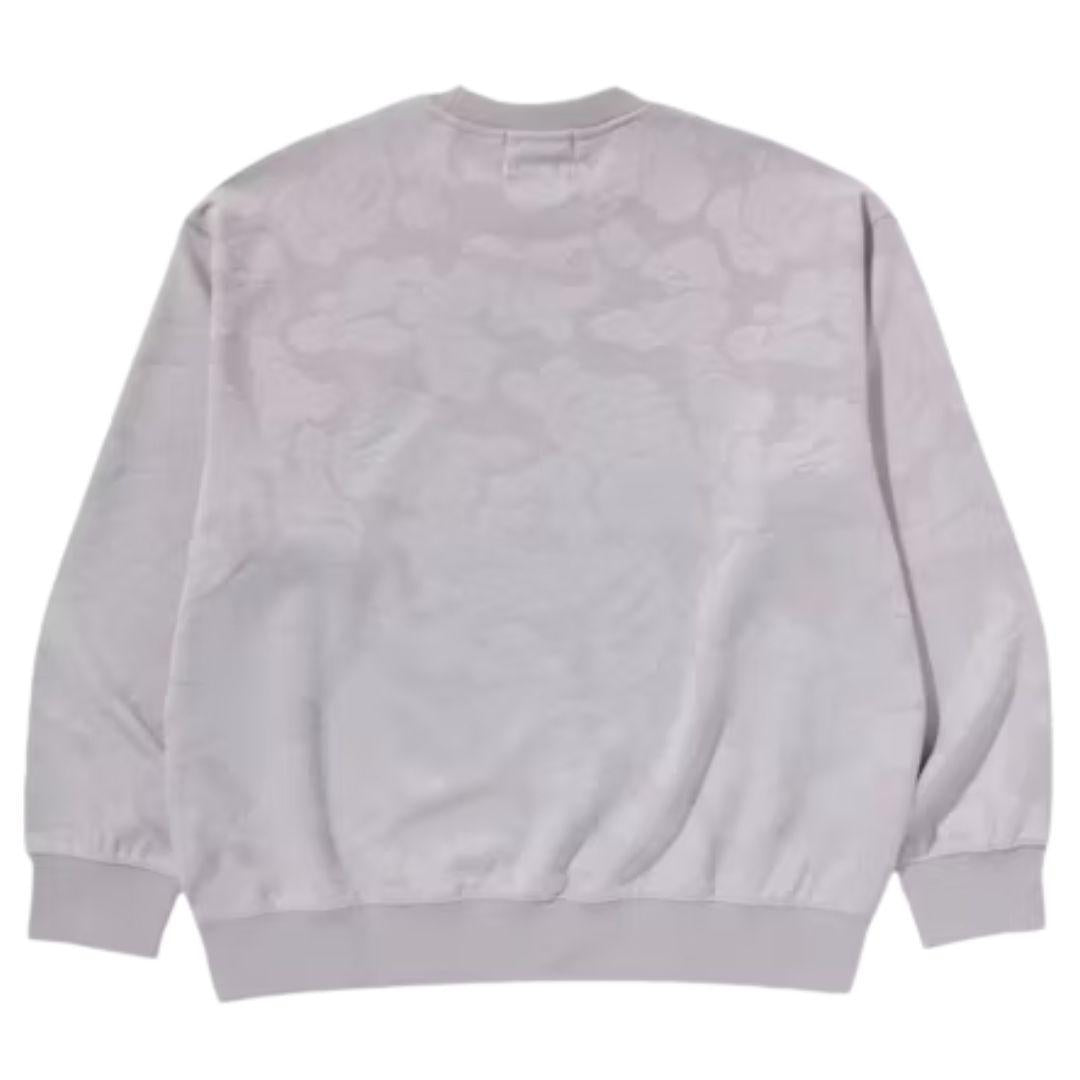 BAPE SOLID CAMO JACQUARD ONE POINT CREWNECK GREY