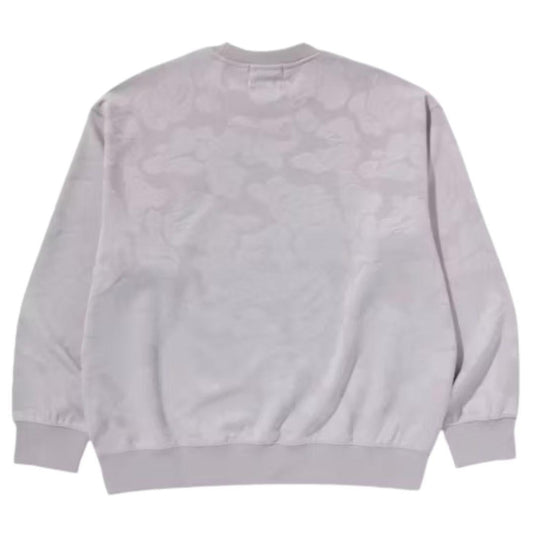 BAPE SOLID CAMO JACQUARD ONE POINT CREWNECK GREY