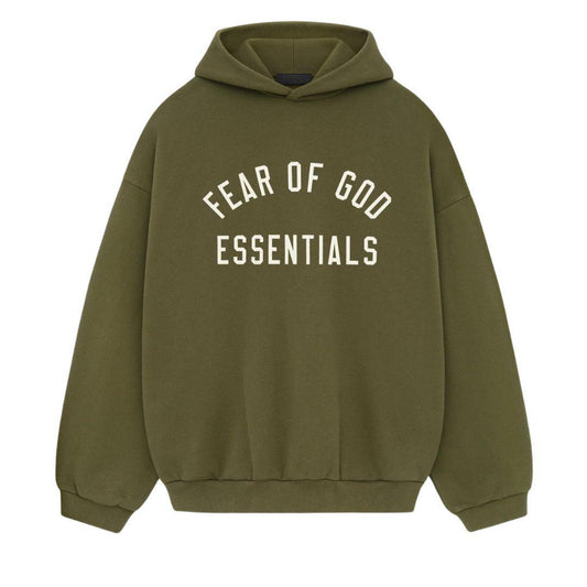 ESSENTIALS FOG PRINTED ARCH LOGO HOODIE MILITARY