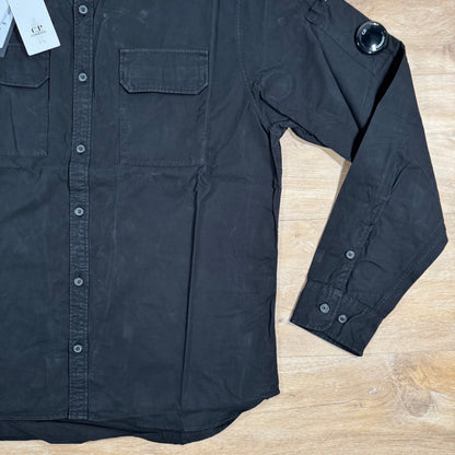 C.P. Company Organic Gabardine Lens Button Shirt in Black
