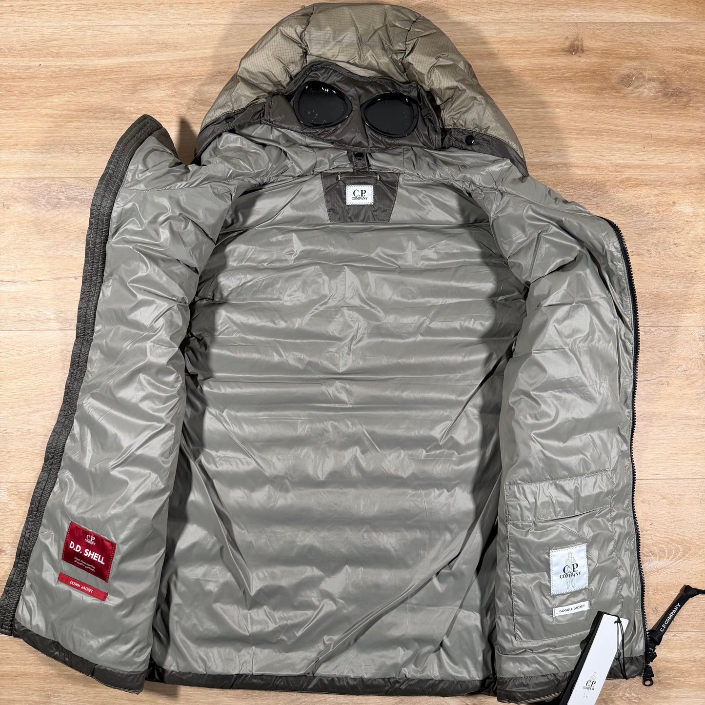 C.P. Company D.D. Shell Goggle Down Gilet in Fungi Grey