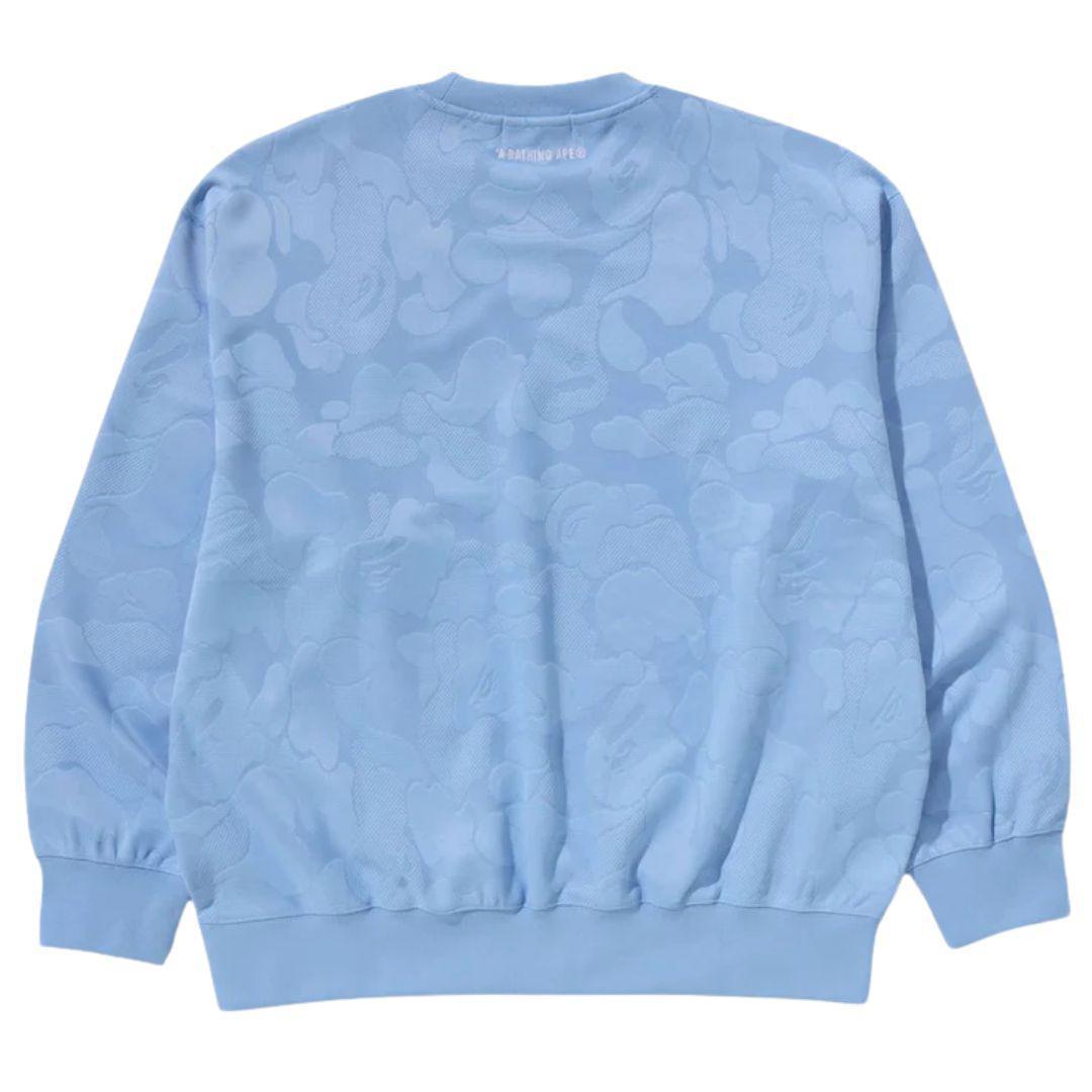 BAPE SOLID CAMO JACQUARD ONE POINT CREWNECK BLUE