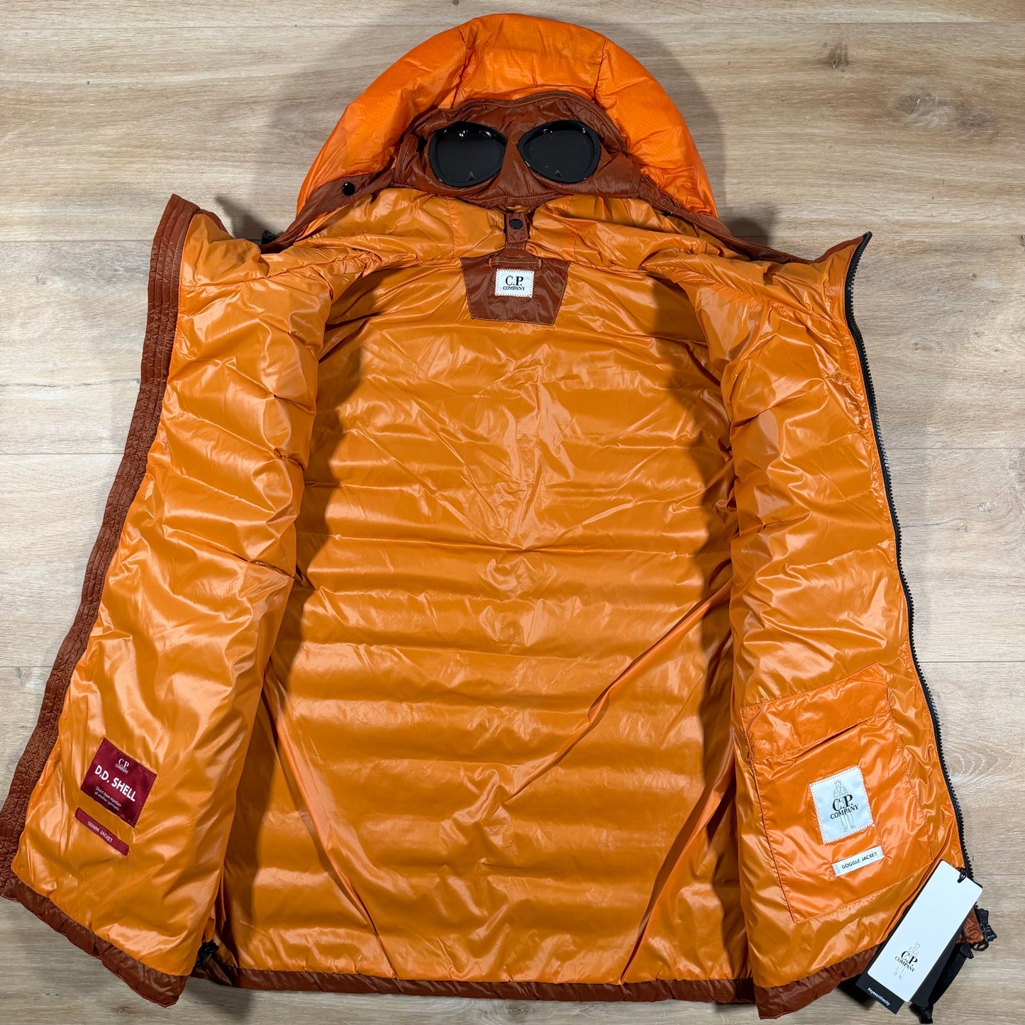 C.P. Company D.D. Shell Goggle Down Gilet in Russet Orange