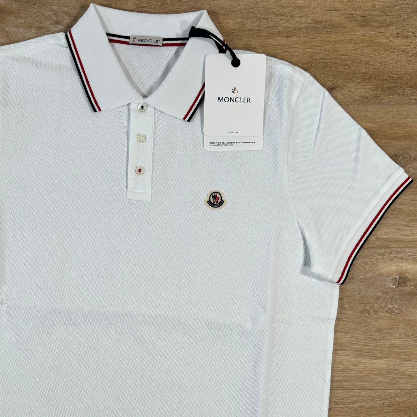Moncler Logo Patch Polo Shirt in White