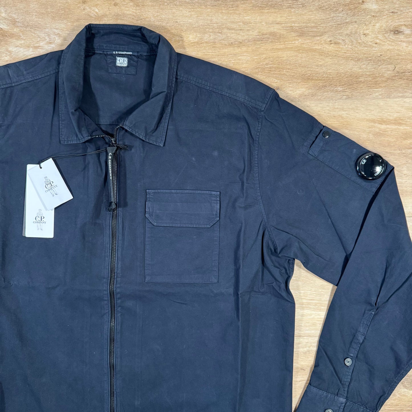 C.P. Company Organic Gabardine Lens Overshirt in Navy