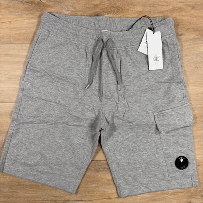 C.P. Company Light Fleece Lens Shorts in Grey Melange