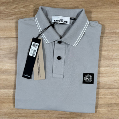 Stone Island Organic Cotton Pique Polo Shirt in Pearl Grey