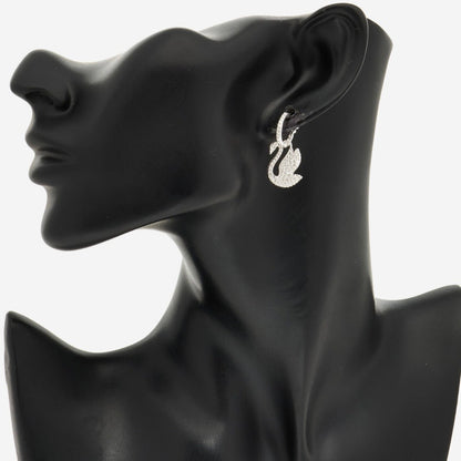 Swarovski Rhodium Plated Swan Earrings
