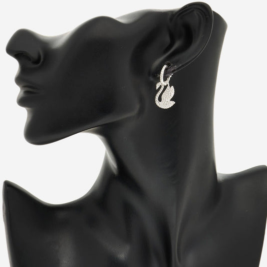 Swarovski Rhodium Plated Swan Earrings