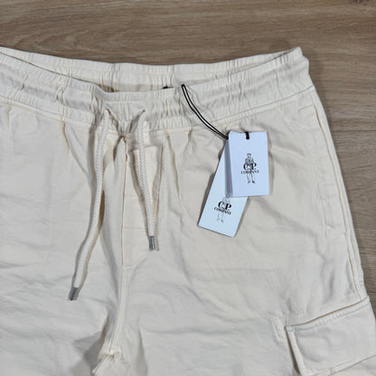 C.P. Company Light Fleece Cargo Lens Shorts in Pistachio Shell