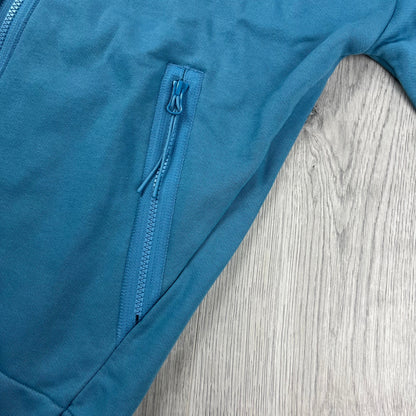 CP Company Raised Fleece Zip Hoodie - Aegean Blue