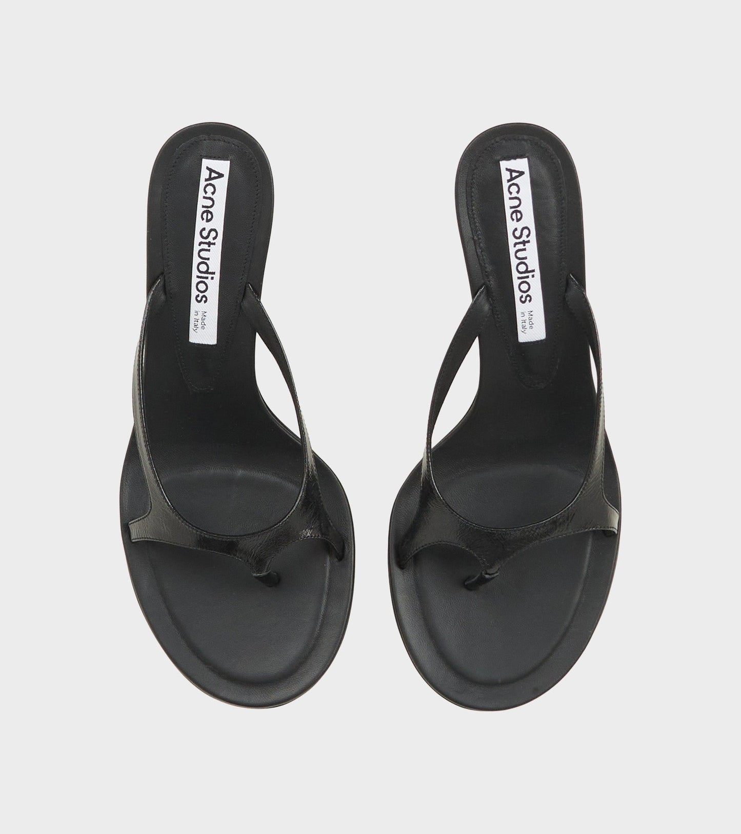 Leather Flip Flop Heels Black