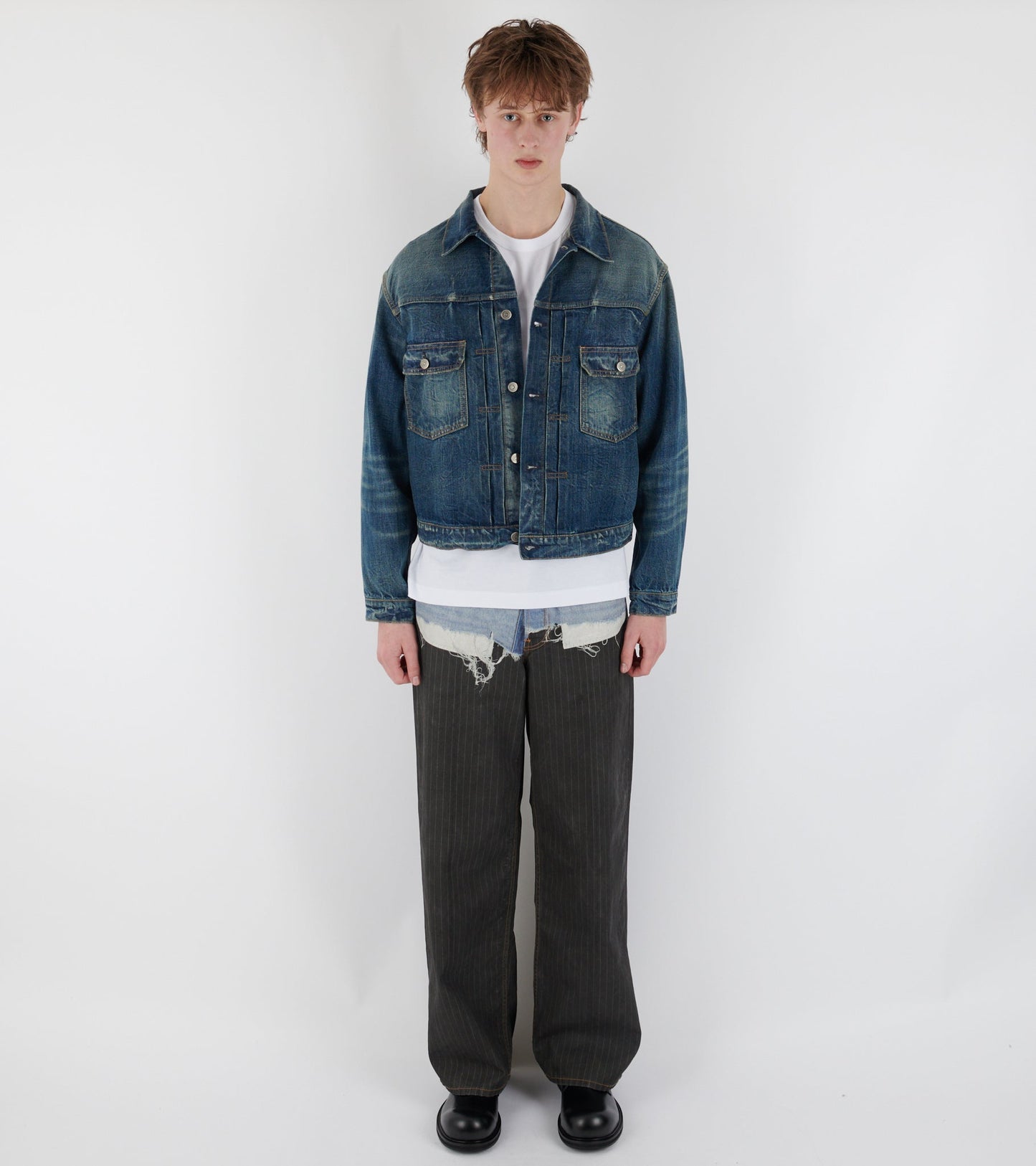 U Pinstripe Print Jeans Blue/Black