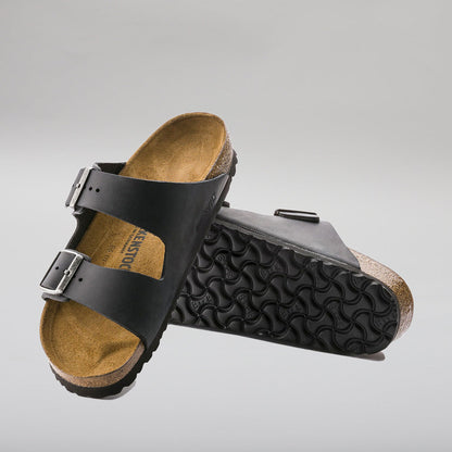 BIRKENSTOCK - ARIZONA 552113 - BLACK WAXY OILED LEATHER - NARROW FIT
