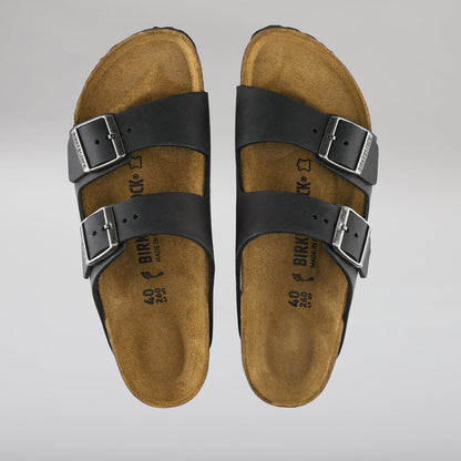 BIRKENSTOCK - ARIZONA 552113 - BLACK WAXY OILED LEATHER - NARROW FIT