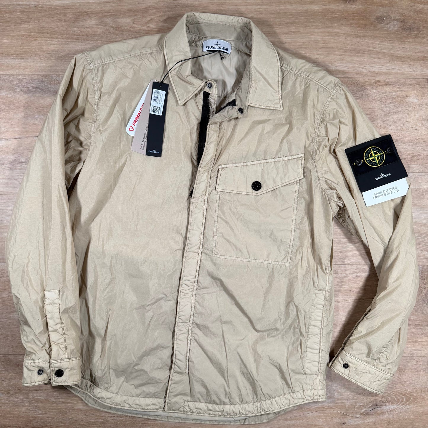Stone Island Garment Dyed Crinkle Reps NY Overshirt in Desert