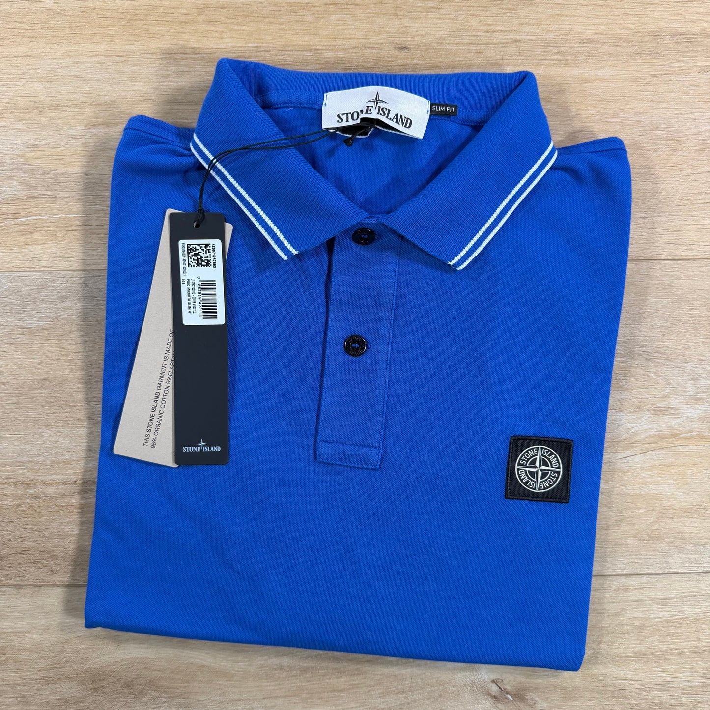 Stone Island Patch Logo Polo Shirt in Bright Blue