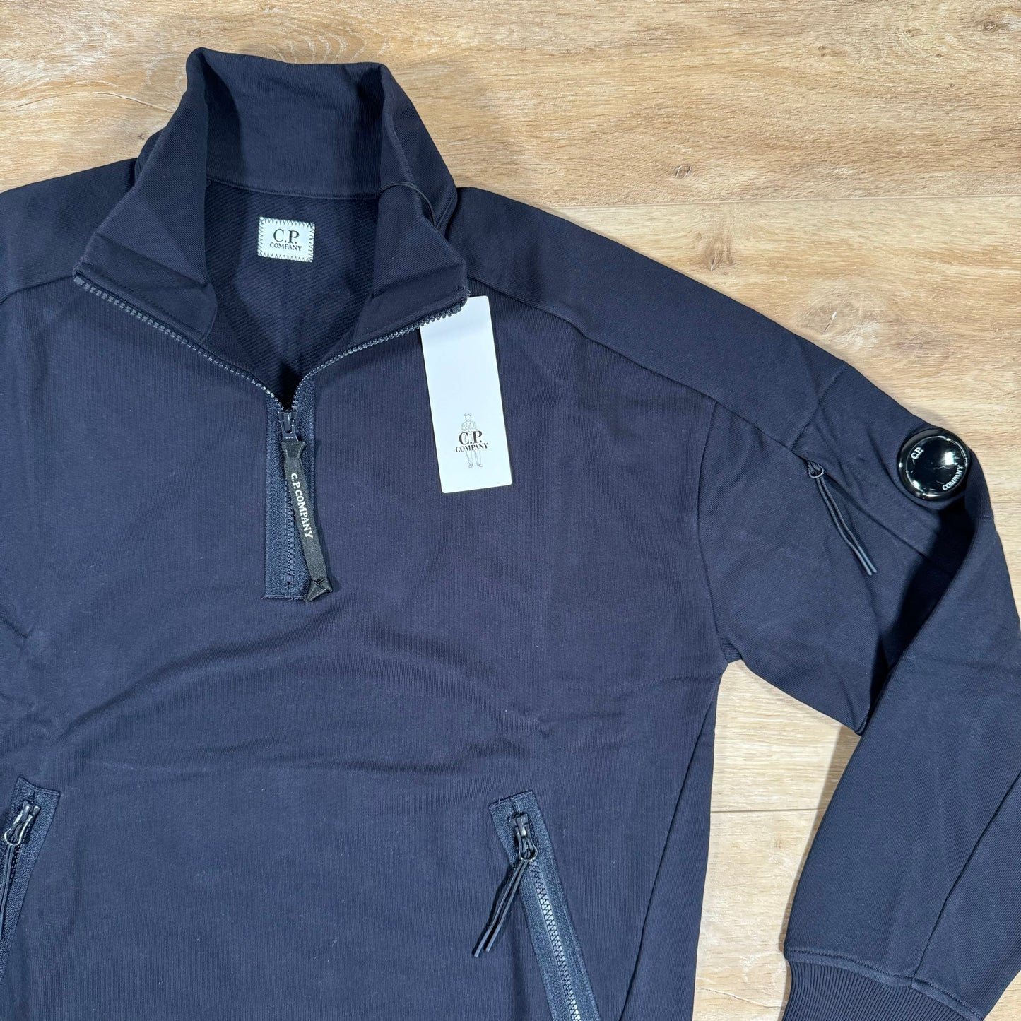 C.P. Company Diagonal Raised Half-Zip Lens Sweatshirt in Navy