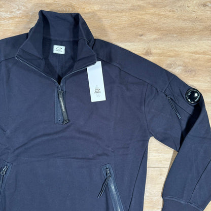C.P. Company Diagonal Raised Half-Zip Lens Sweatshirt in Navy
