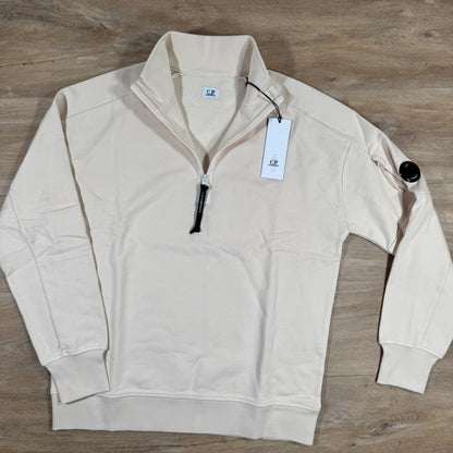 C.P. Company Diagonal Raised Half-Zip Lens Sweatshirt in Pistachio Shell