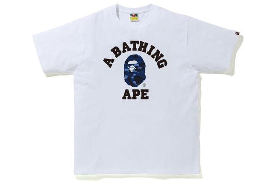 BAPE CAMO COLLEGE TEE WHITE / NAVY