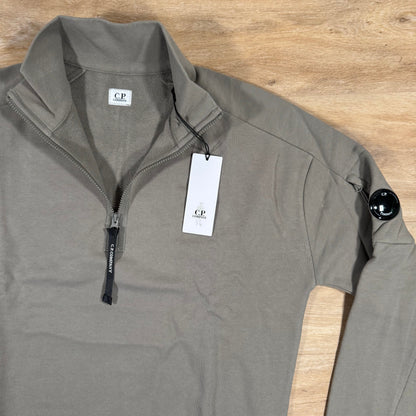 C.P. Company Diagonal Raised Half-Zip Lens Sweatshirt in Fungi Grey