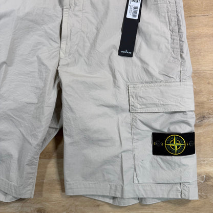 Stone Island Stretch Cotton Tela 'Paracadute' Cargo Bermuda Shorts in Pearl Grey