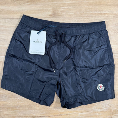 Moncler Logo Patch Swim Shorts in Night Blue