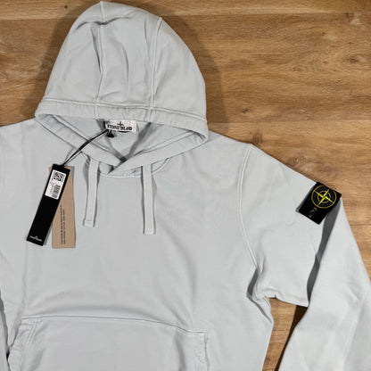 Stone Island Organic Cotton Fleece Pullover Hoodie in Sky Blue