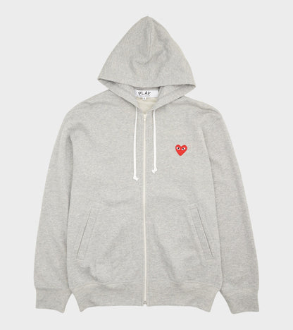 U Red Heart Zip Hoodie Grey