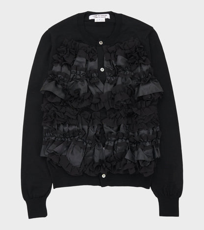Ruffle Cardigan Black