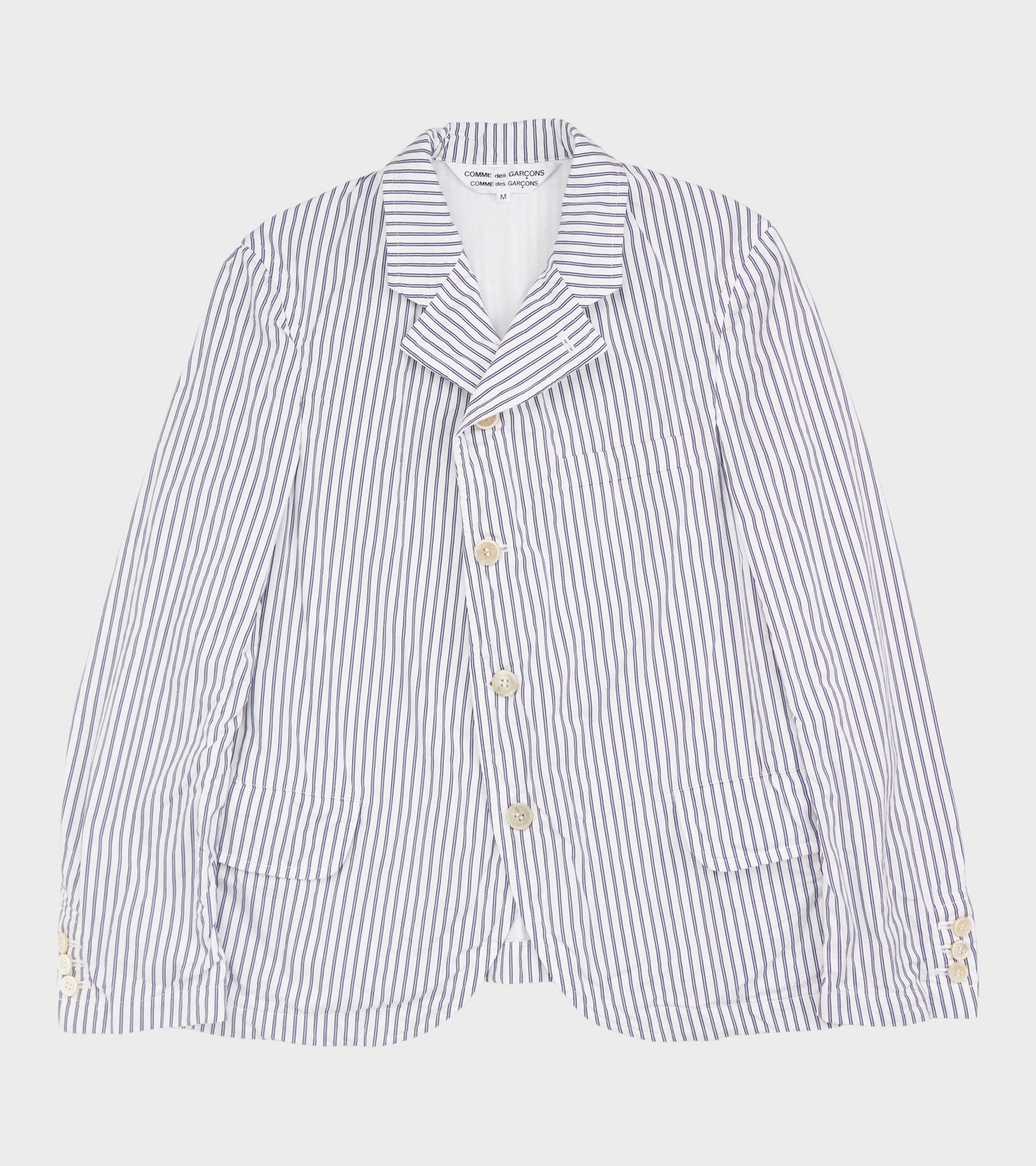 Striped Cotton Blazer White/Dark Blue