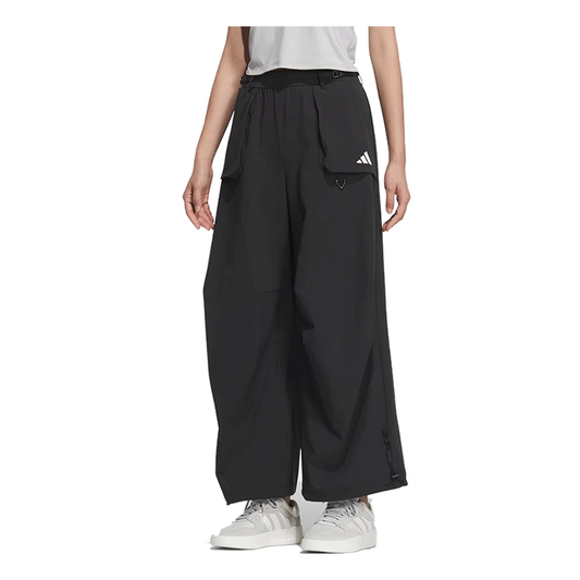 (WMNS) adidas Wide Pants Asia Sizing 'Black White' JZ2171