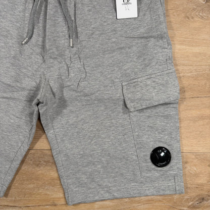 C.P. Company Light Fleece Lens Shorts in Grey Melange