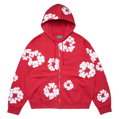 DENIM TEARS COTTON WREATH ZIP HOODIE RED