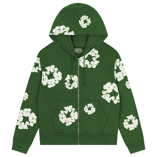 DENIM TEARS COTTON WREATH ZIP HOODIE GREEN