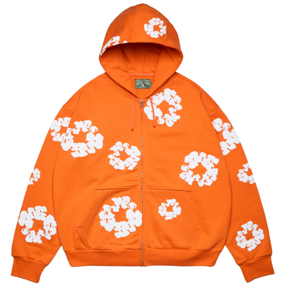 DENIM TEARS COTTON WREATH ZIP HOODIE ORANGE