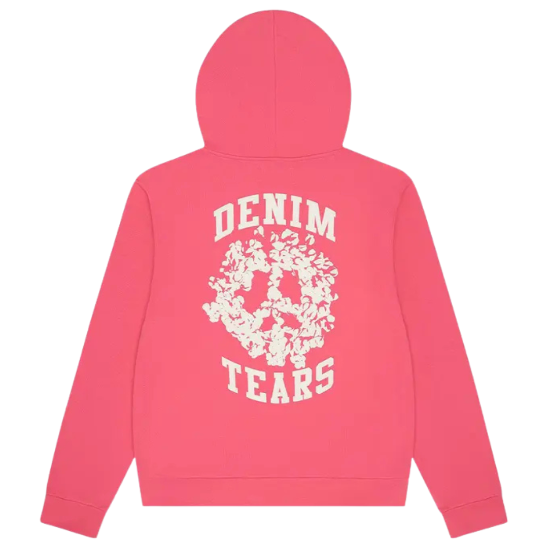 DENIM TEARS DENIM UNIVERSITY ZIP HOODIE PINK
