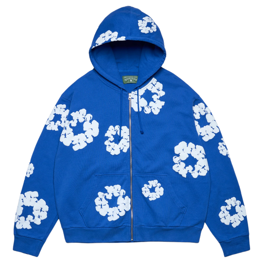 DENIM TEARS COTTON WREATH ZIP HOODIE BLUE